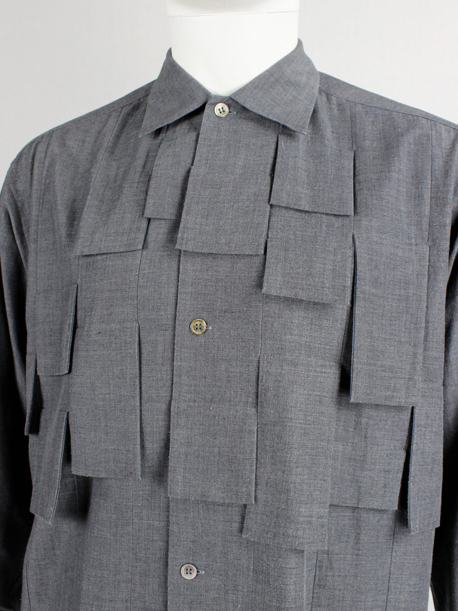 Pour Deux grey shirt with rectangle flaps across the chest (4)