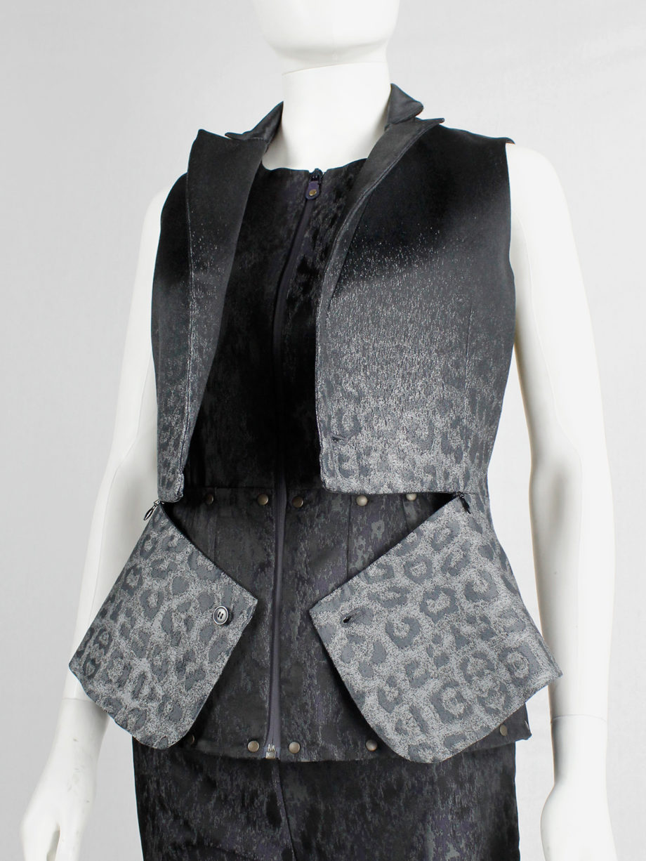 Vandevorst black waistcoat with leopard ombre and zipped panels fall 2017 couture (8)