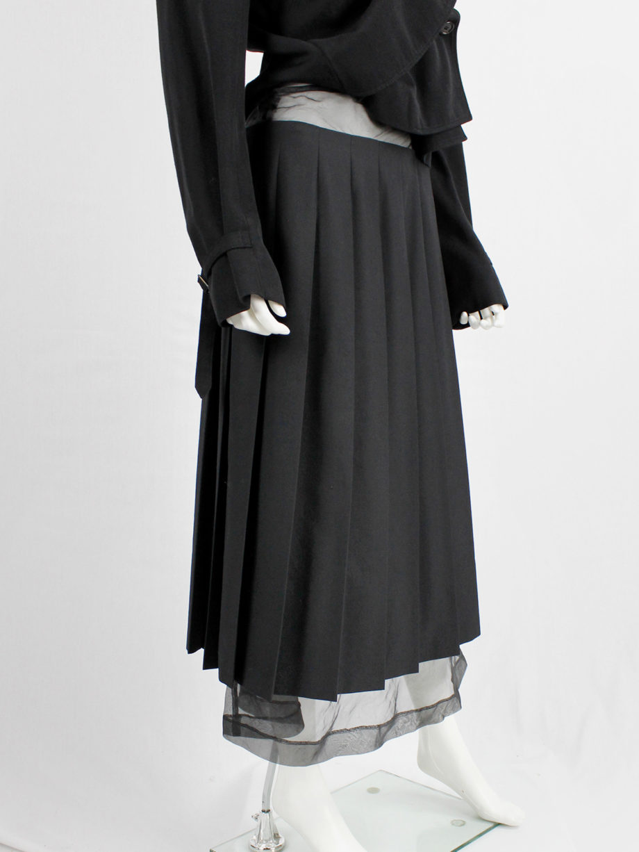 archive Comme des Garcons black pleated skirt attached to a mesh maxi skirt fall 1997 (12)