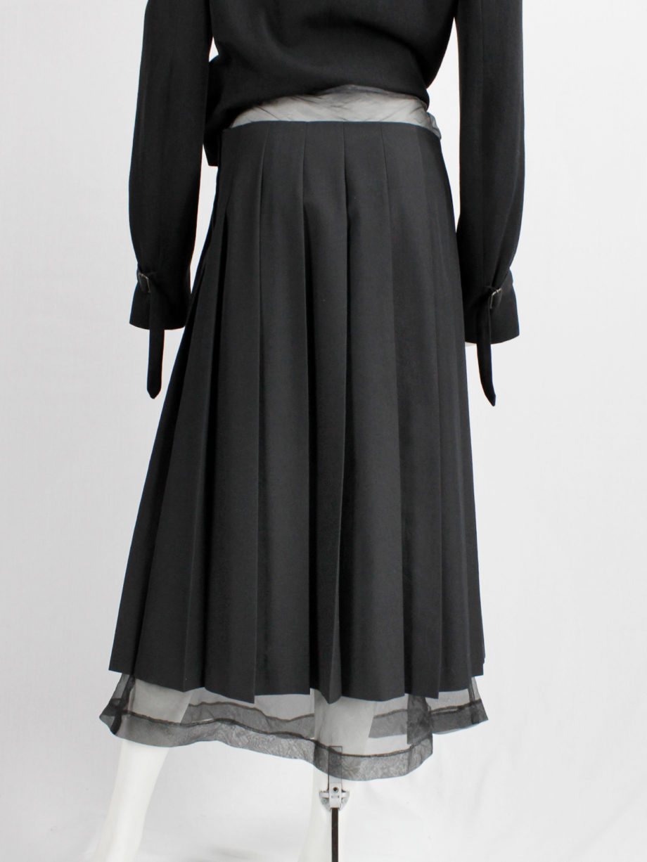 archive Comme des Garcons black pleated skirt attached to a mesh maxi skirt fall 1997 (3)