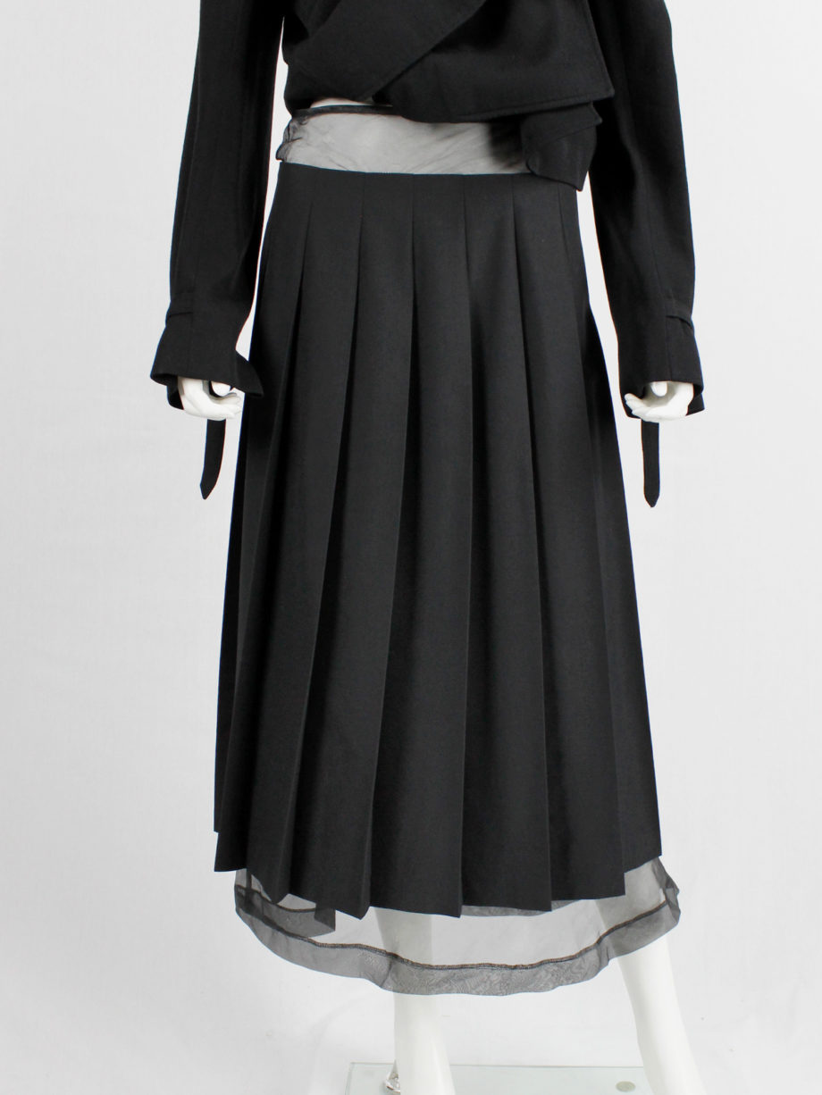 archive Comme des Garcons black pleated skirt attached to a mesh maxi skirt fall 1997 (7)