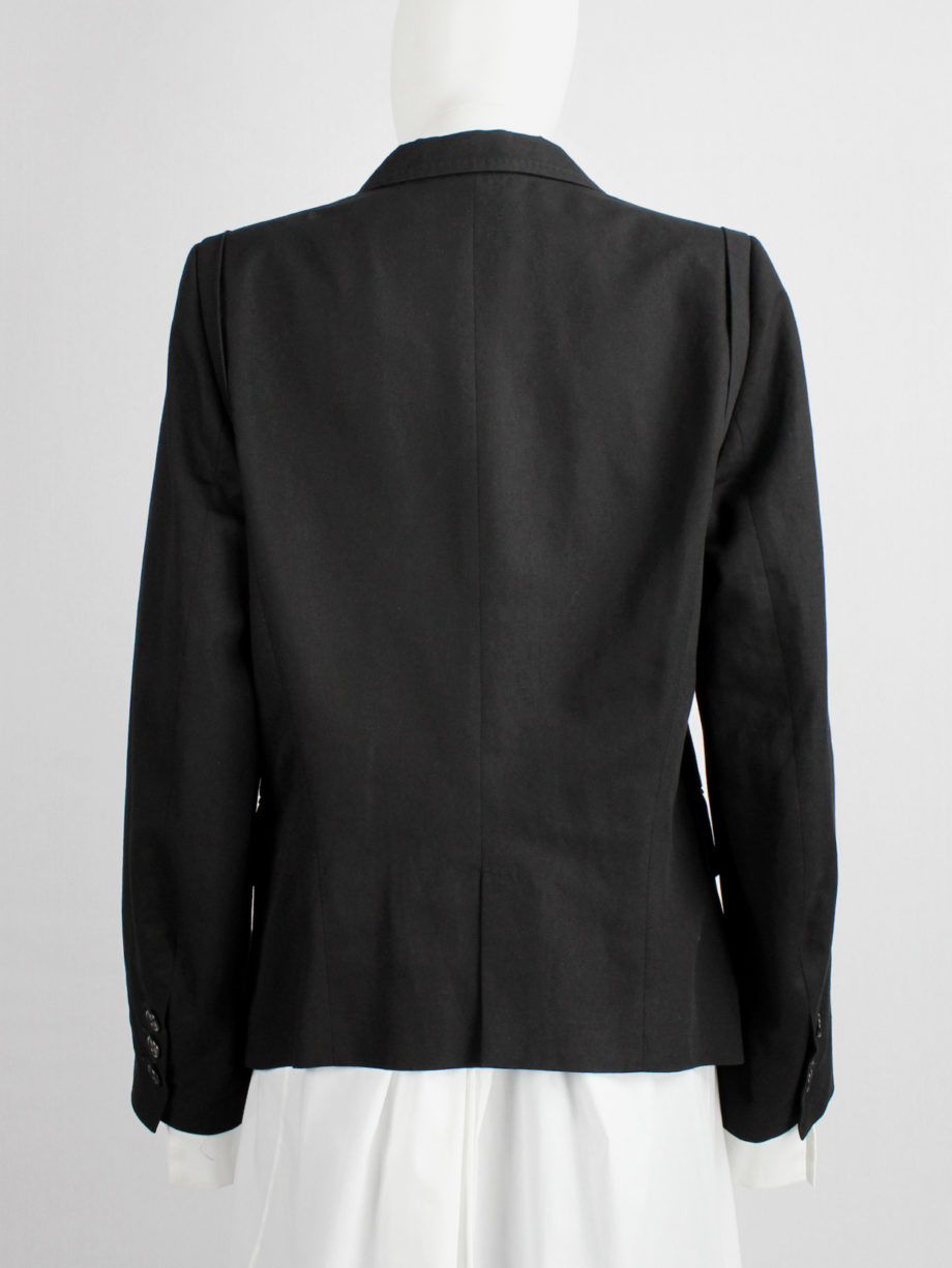 vintage Ann Demeulemeester black single button blazer with lettering on the lining spring 2006 (10)