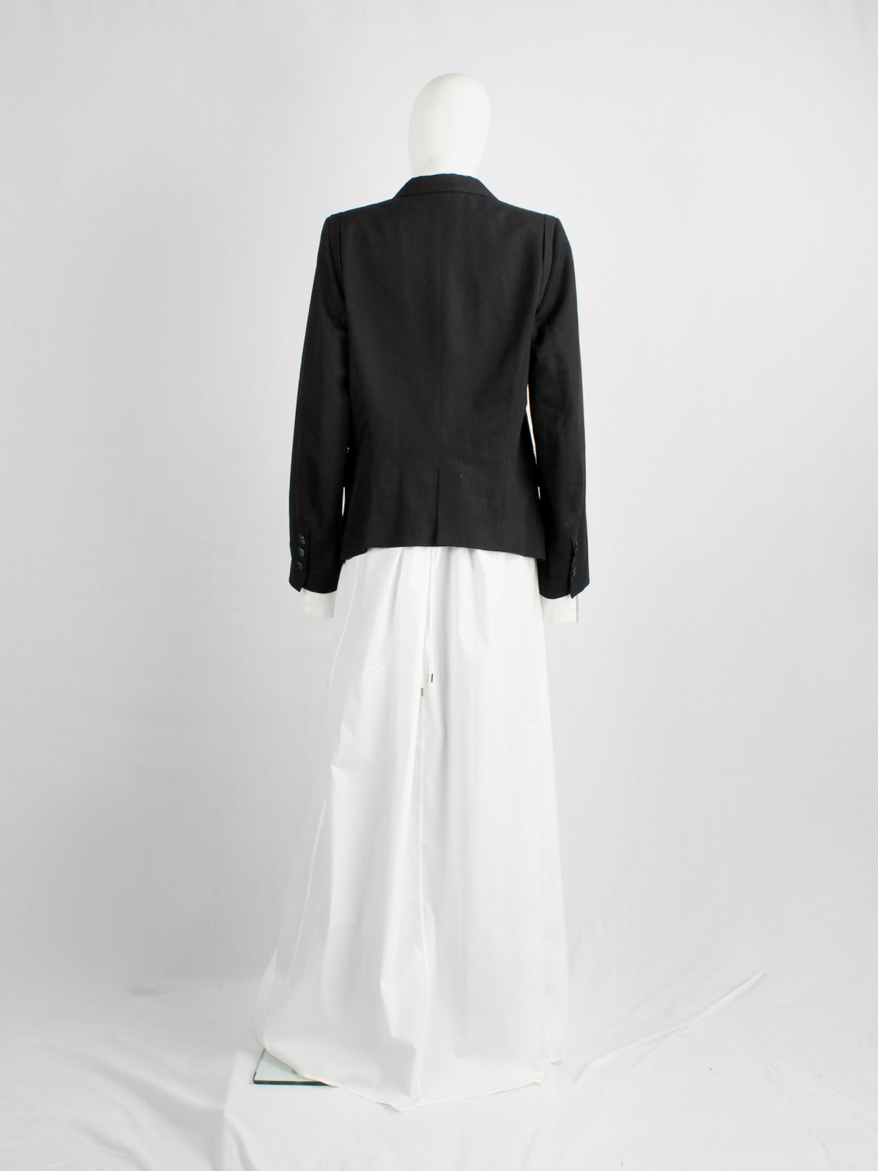 Ann Demeulemeester black single button blazer with lettering on the ...