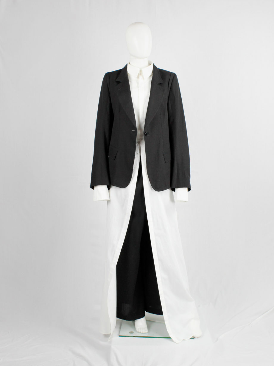 vintage Ann Demeulemeester black single button blazer with lettering on the lining spring 2006 (3)