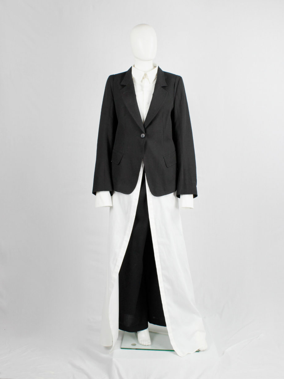 vintage Ann Demeulemeester black single button blazer with lettering on the lining spring 2006 (4)