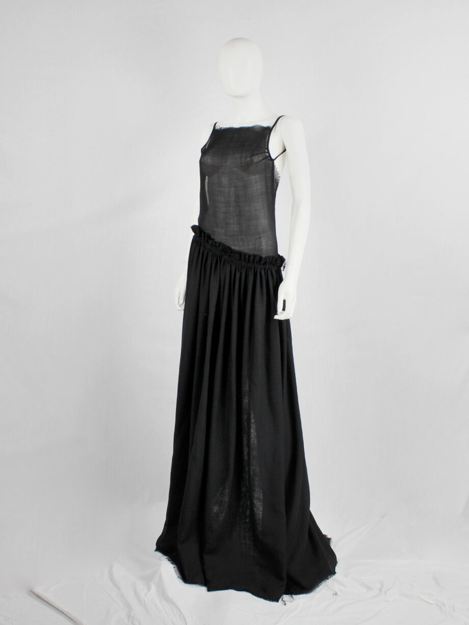 A.F. Vandevorst black backless maxi dress with gathered slanted skirt fall 1999 (10)