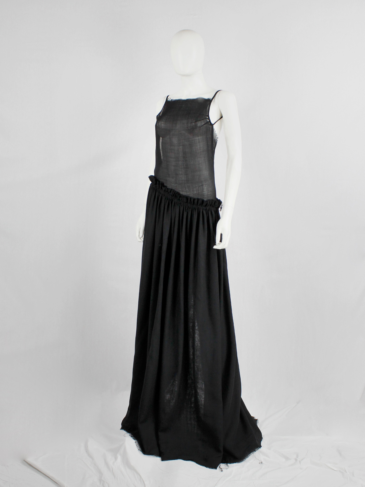 A.F. Vandevorst black backless maxi dress with gathered slanted skirt ...
