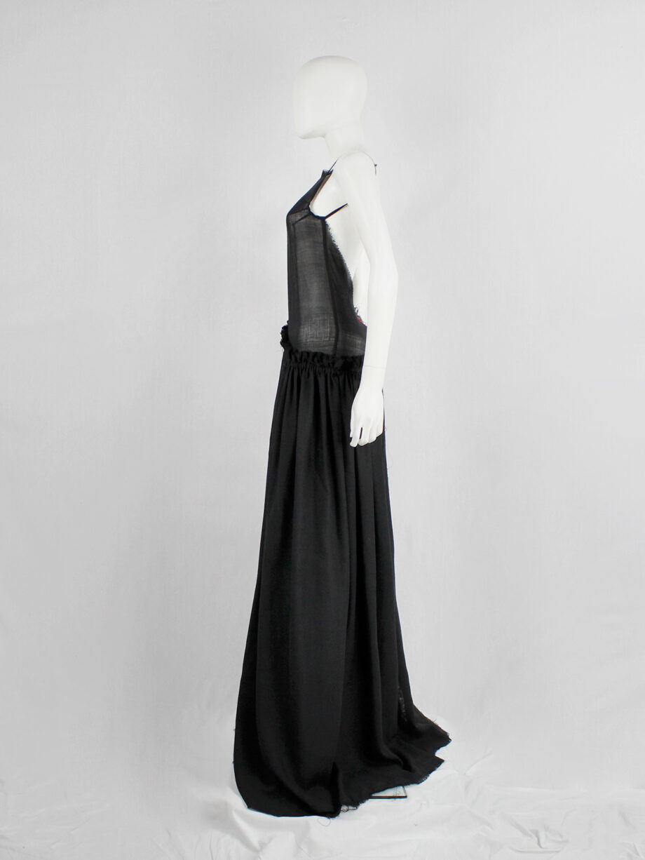 A.F. Vandevorst black backless maxi dress with gathered slanted skirt fall 1999 (13)