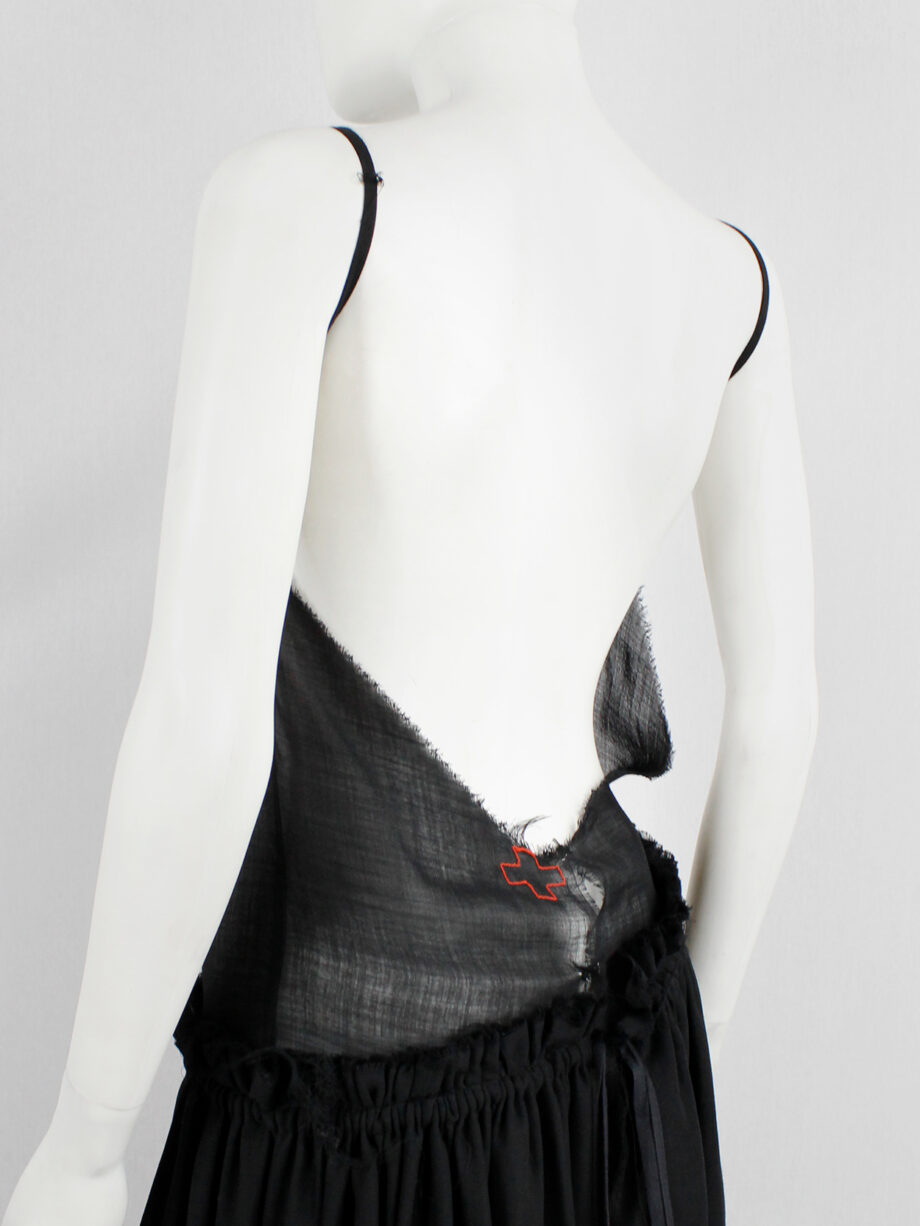 A.F. Vandevorst black backless maxi dress with gathered slanted skirt fall 1999 (15)
