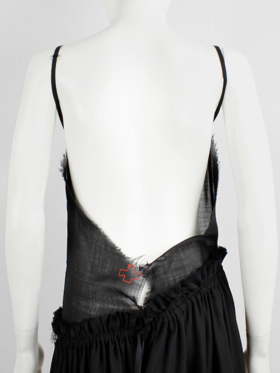 A.F. Vandevorst black backless maxi dress with gathered slanted skirt fall 1999 (18)
