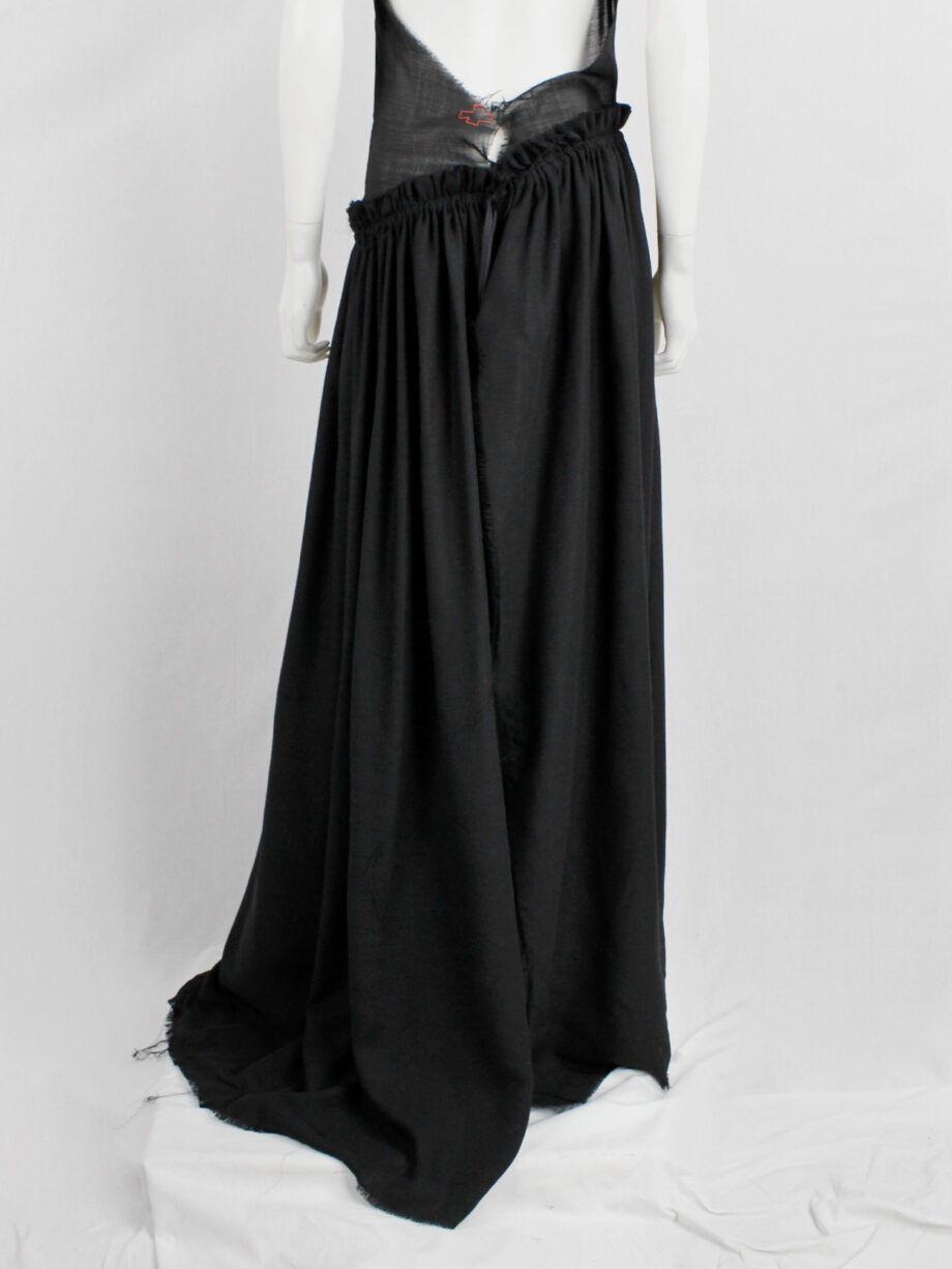 A.F. Vandevorst black backless maxi dress with gathered slanted skirt fall 1999 (19)