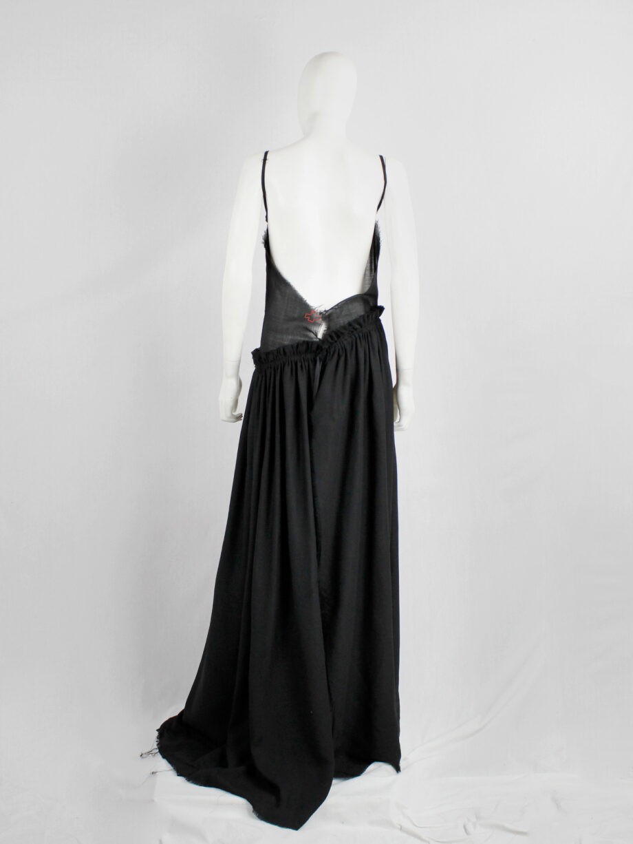 A.F. Vandevorst black backless maxi dress with gathered slanted skirt fall 1999 (22)