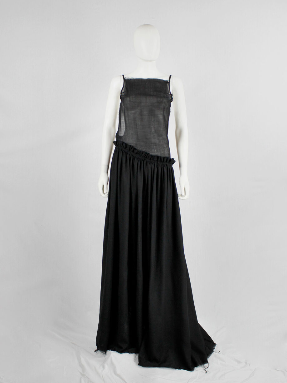 A.F. Vandevorst black backless maxi dress with gathered slanted skirt fall 1999 (9)