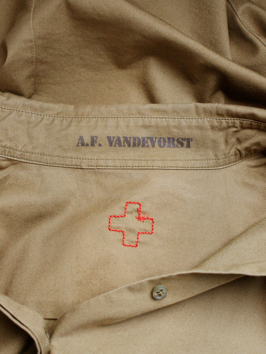 A.F. Vandevorst ochre shirt with short knitted striped sleeve fall 2002 (9)