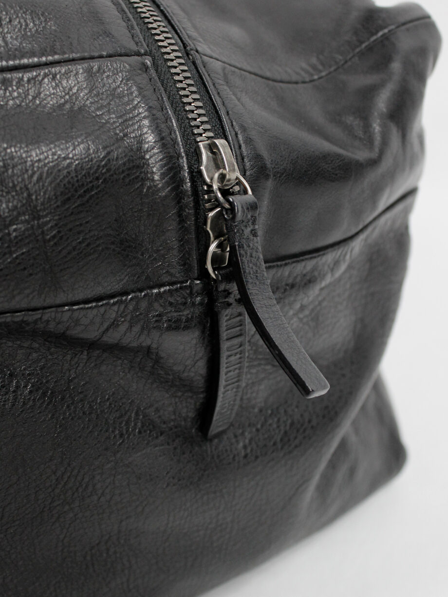 Ann Demeulemeester Blacnche black rectangular leather boston bag (11)