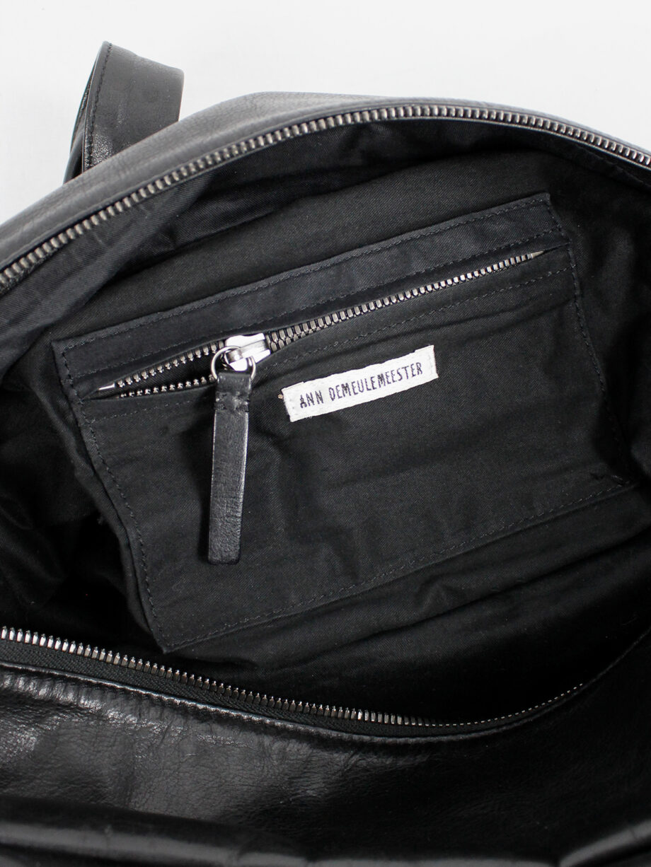 Ann Demeulemeester Blacnche black rectangular leather boston bag (15)