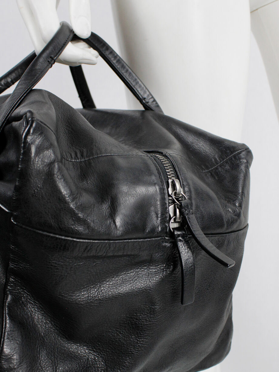 Ann Demeulemeester Blacnche black rectangular leather boston bag (20)