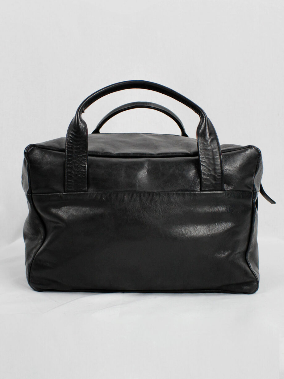 Ann Demeulemeester Blacnche black rectangular leather boston bag (3)