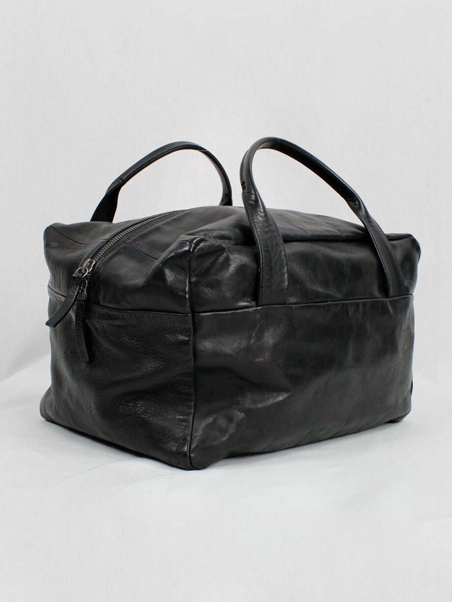 Ann Demeulemeester Blacnche black rectangular leather boston bag (6)