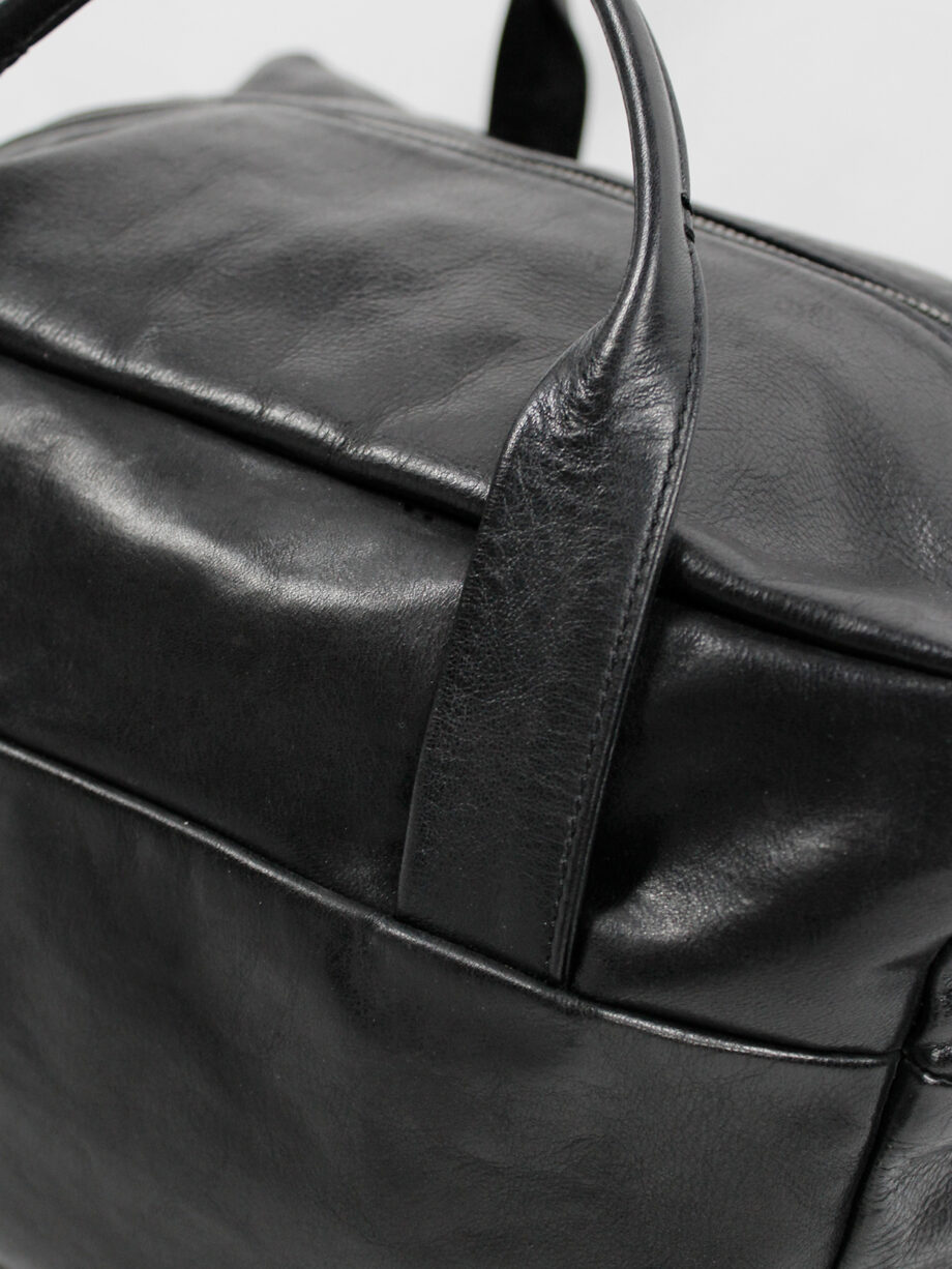 Ann Demeulemeester Blacnche black rectangular leather boston bag (9)
