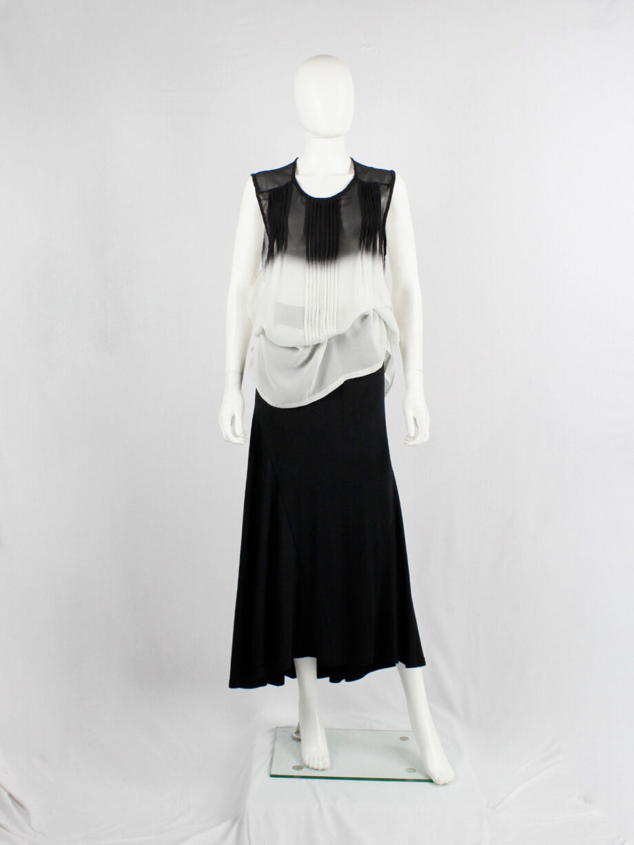 Ann Demeulemeester black and white ombre sheer top with pleated lines fall 2013 (1)