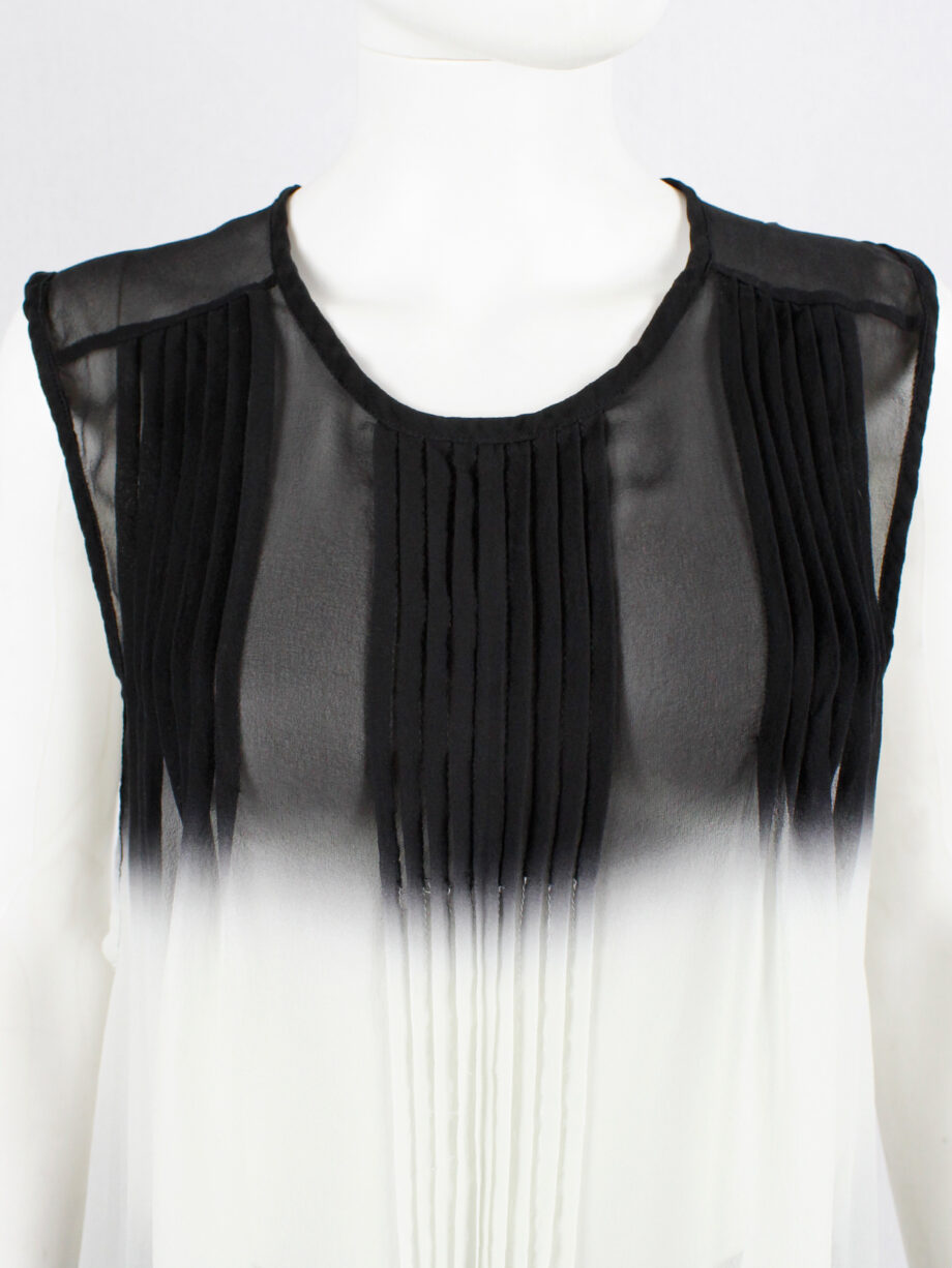 Ann Demeulemeester black and white ombre sheer top with pleated lines fall 2013 (12)