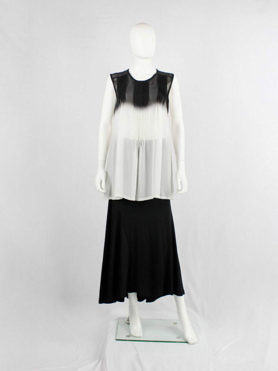 Ann Demeulemeester black and white ombre sheer top with pleated lines fall 2013 (15)