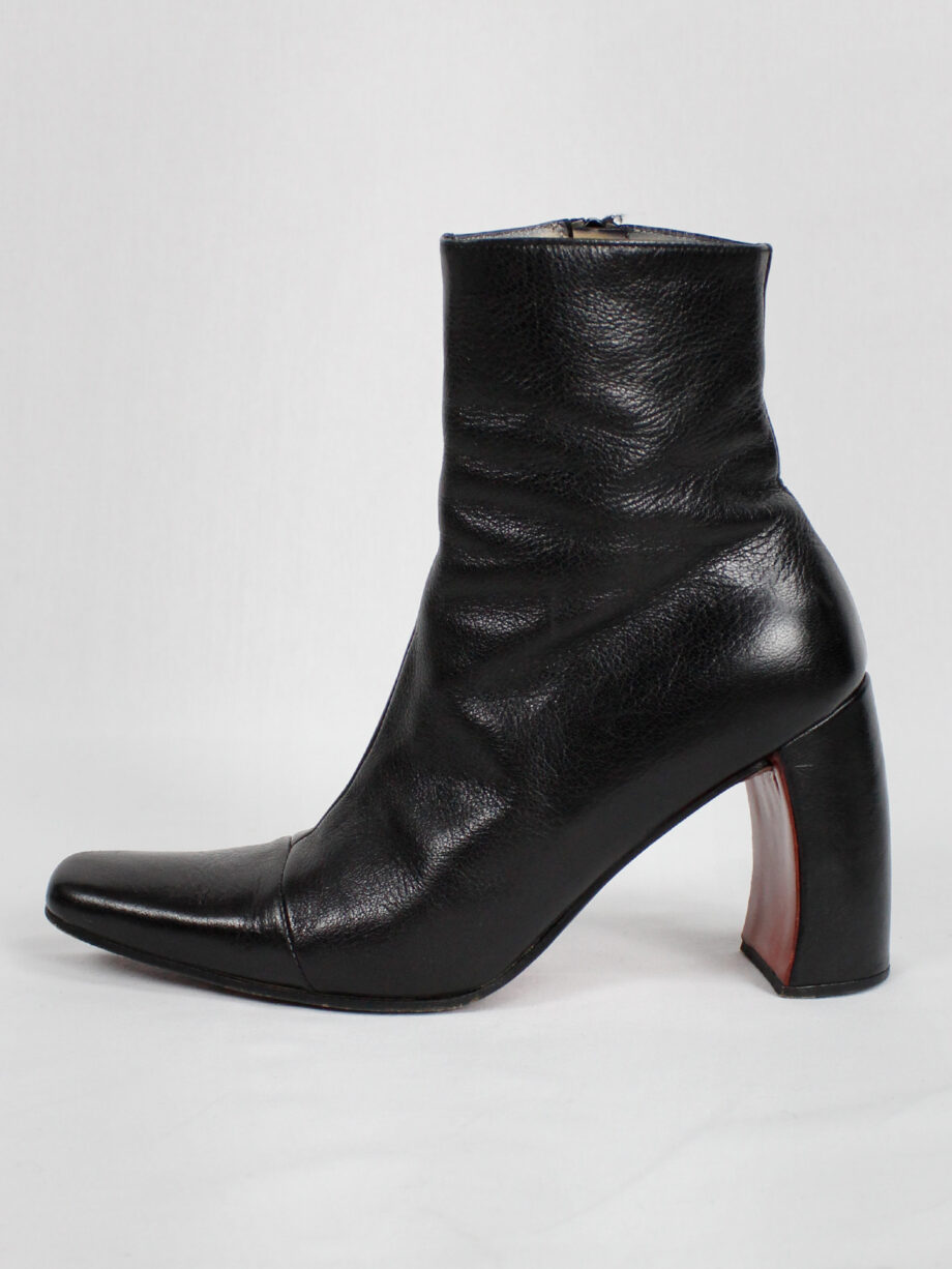 Ann Demeulemeester black ankle boots with banana heel fall 1996 (1)