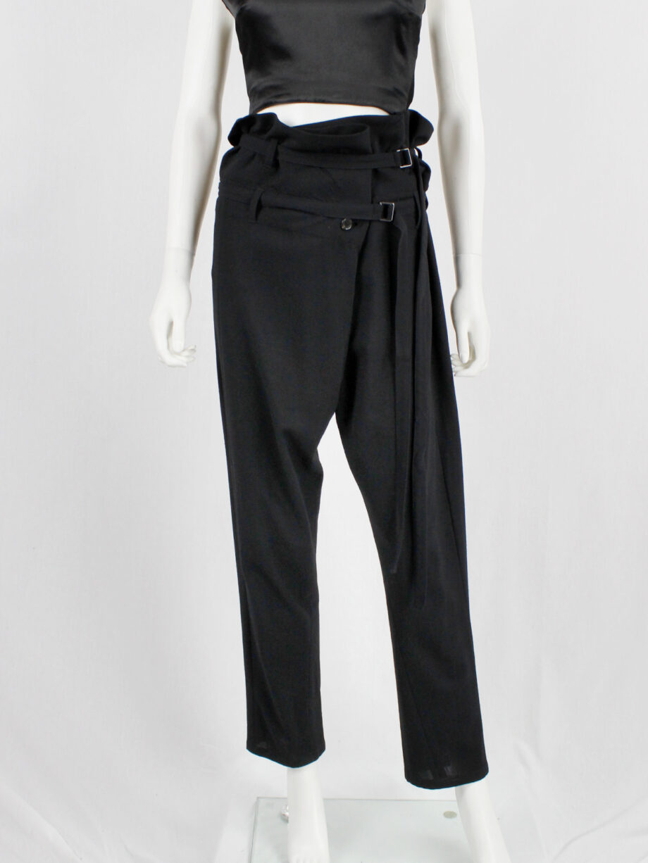 Ann Demeulemeester black harem trousers with 2 belt straps and front pleat fall 2010 (8)