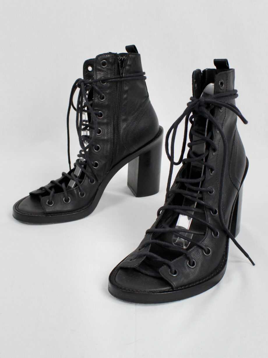 Ann Demeulemeester black high heeled sandals with corset lacing (3)