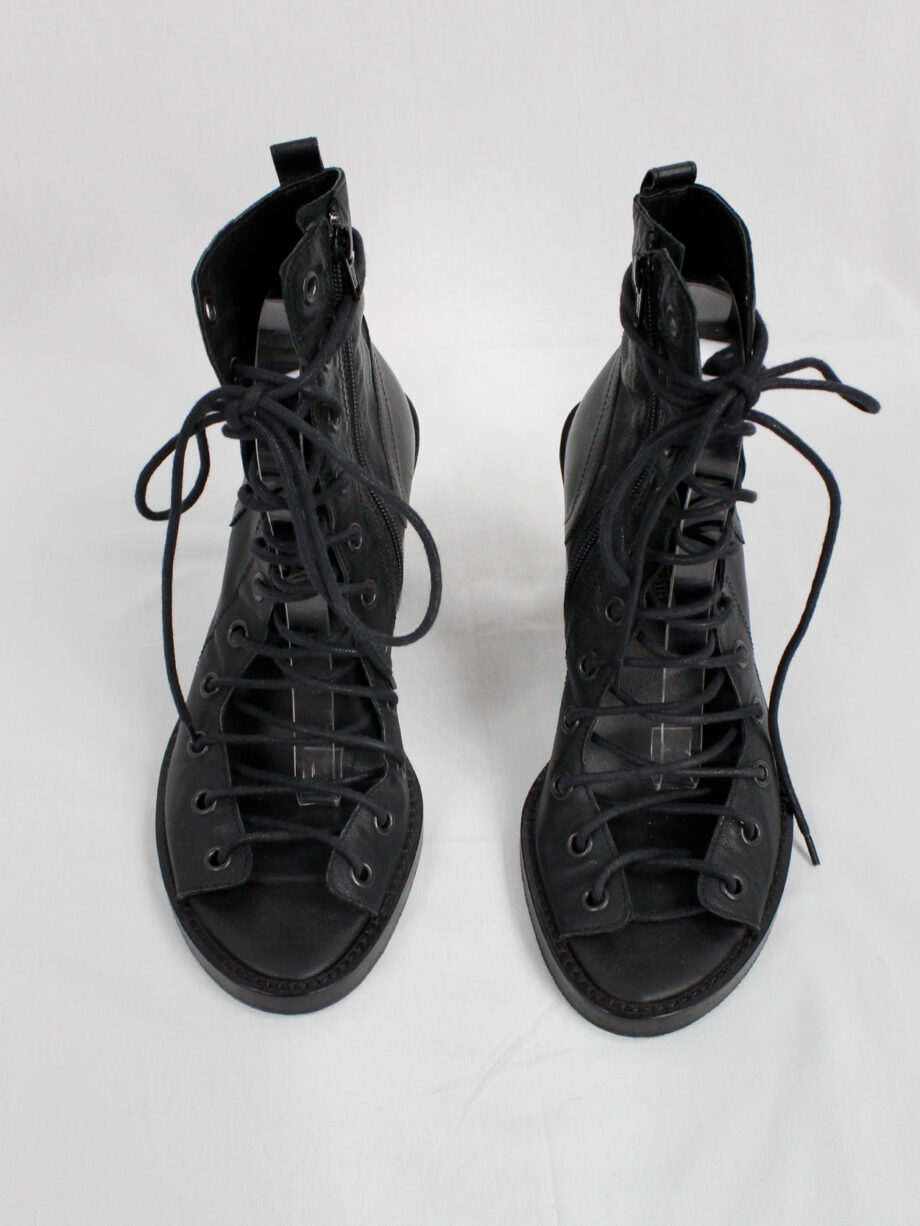 Ann Demeulemeester black high heeled sandals with corset lacing (4)