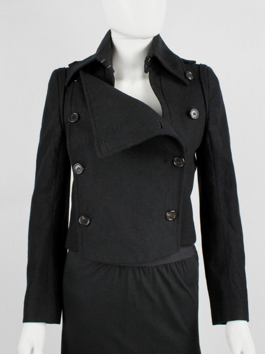 Ann Demeulemeester black jacket with removable front flap with buttons fall 2004 (10)