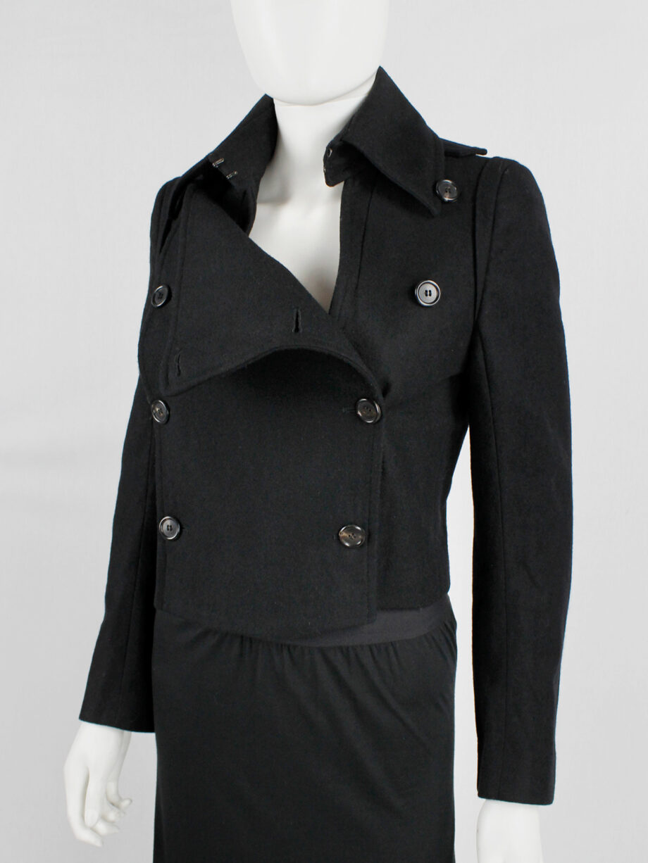 Ann Demeulemeester black jacket with removable front flap with buttons fall 2004 (11)