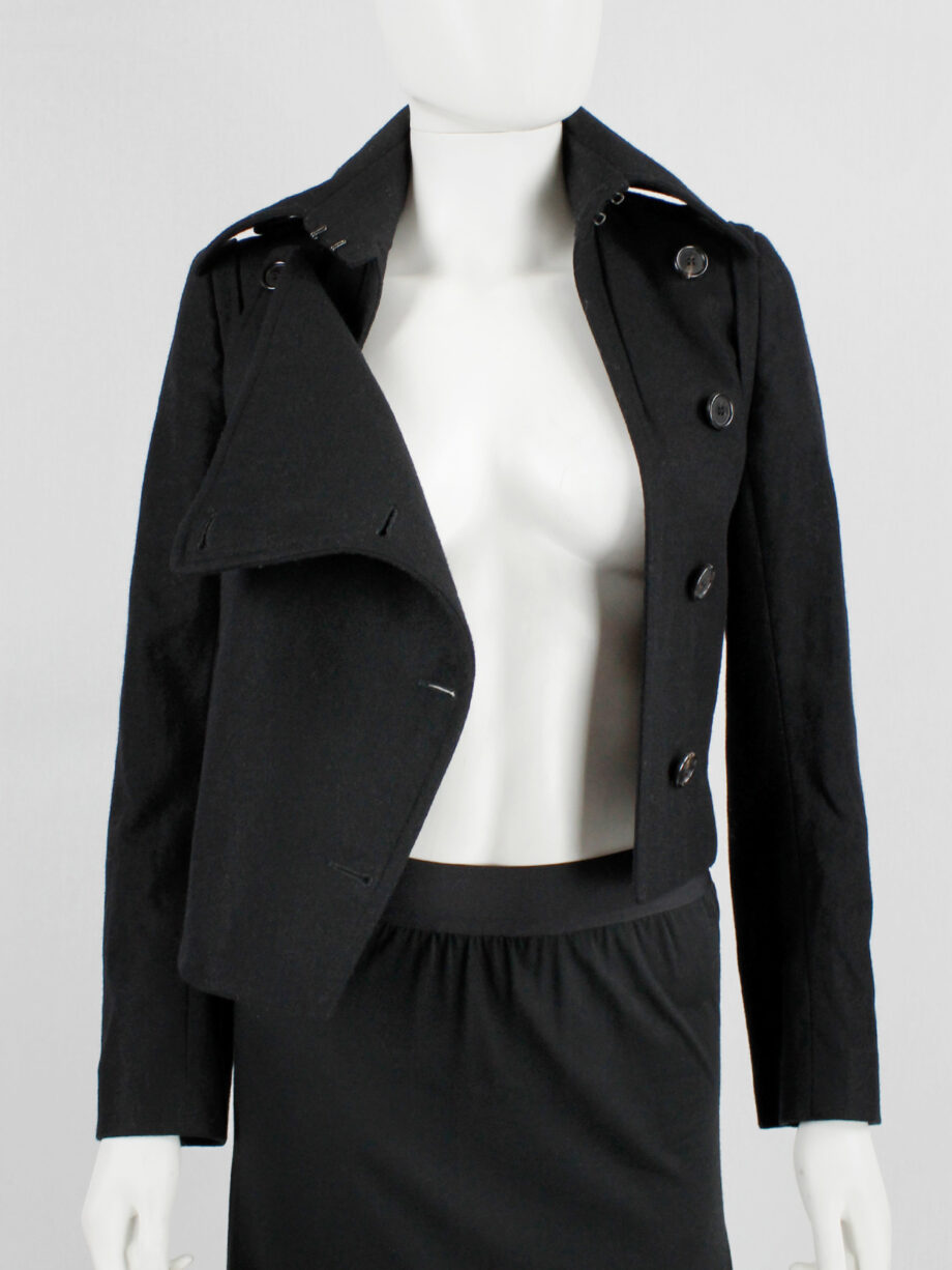 Ann Demeulemeester black jacket with removable front flap with buttons fall 2004 (9)