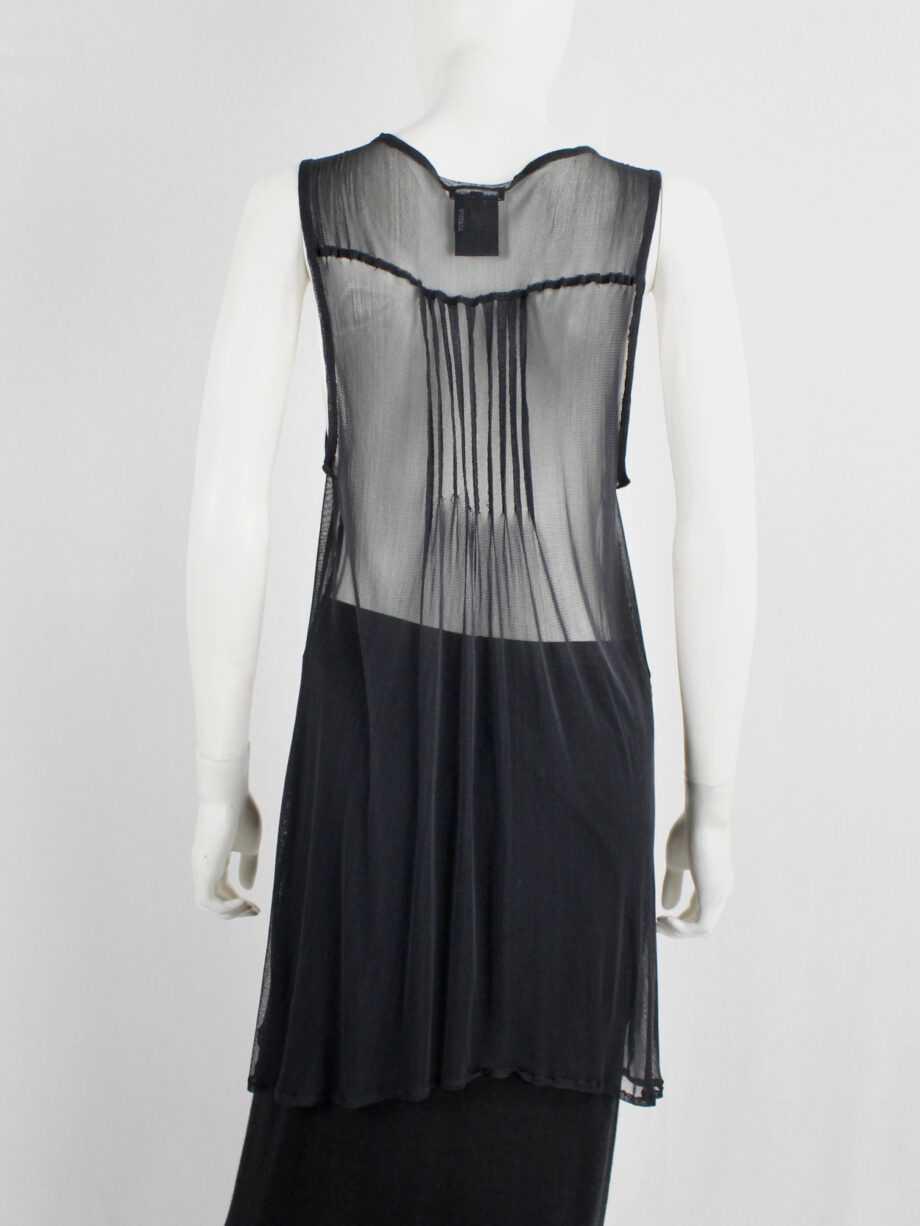 Ann Demeulemeester black long sheer top with pleated lines fall 2013 (11)
