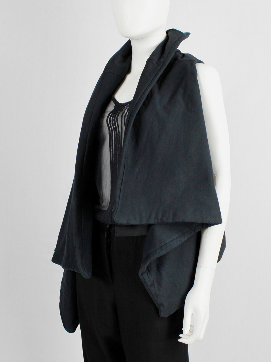 Ann Demeulemeester black padded waistcoat with asymmetric drape (11)
