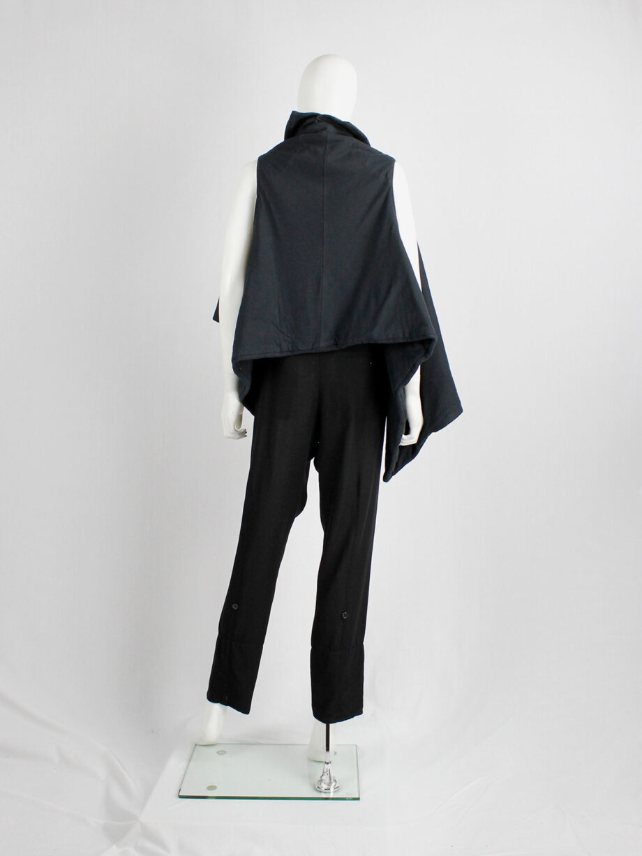 Ann Demeulemeester black padded waistcoat with asymmetric drape (2)