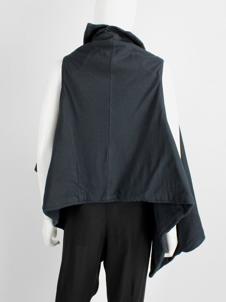 Ann Demeulemeester black padded waistcoat with asymmetric drape (3)