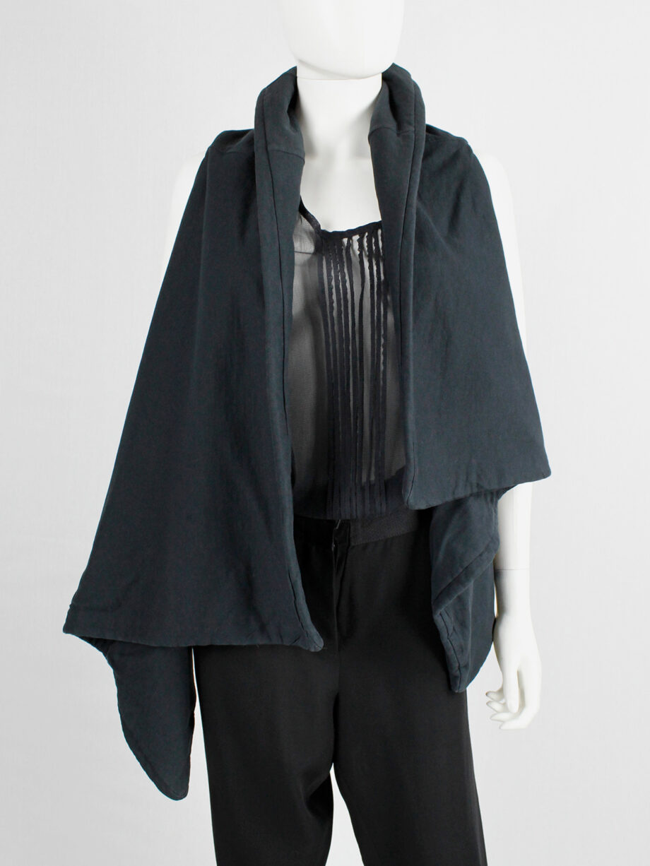 Ann Demeulemeester black padded waistcoat with asymmetric drape (6)