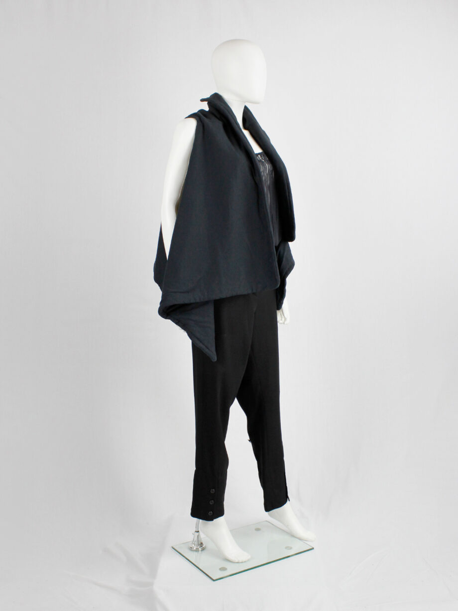 Ann Demeulemeester black padded waistcoat with asymmetric drape (8)