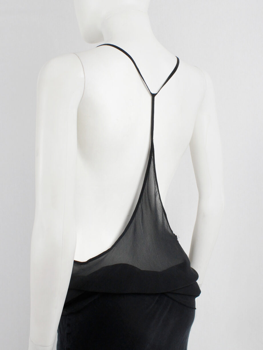 Ann Demeulemeester black sheer top with minimalist back strap spring 2006 (5)
