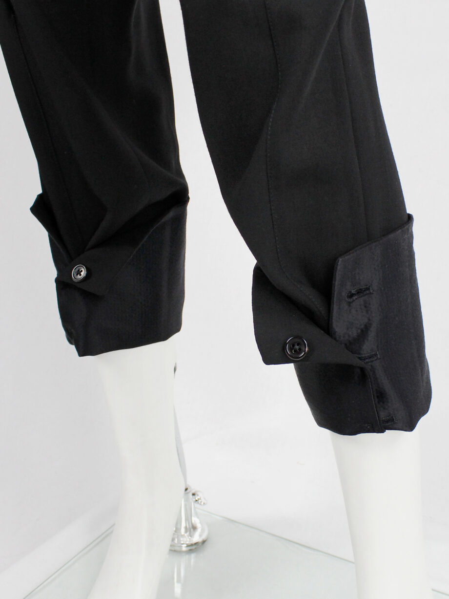 Ann Demeulemeester black trousers with satin waist and buttoned cuffs (1)
