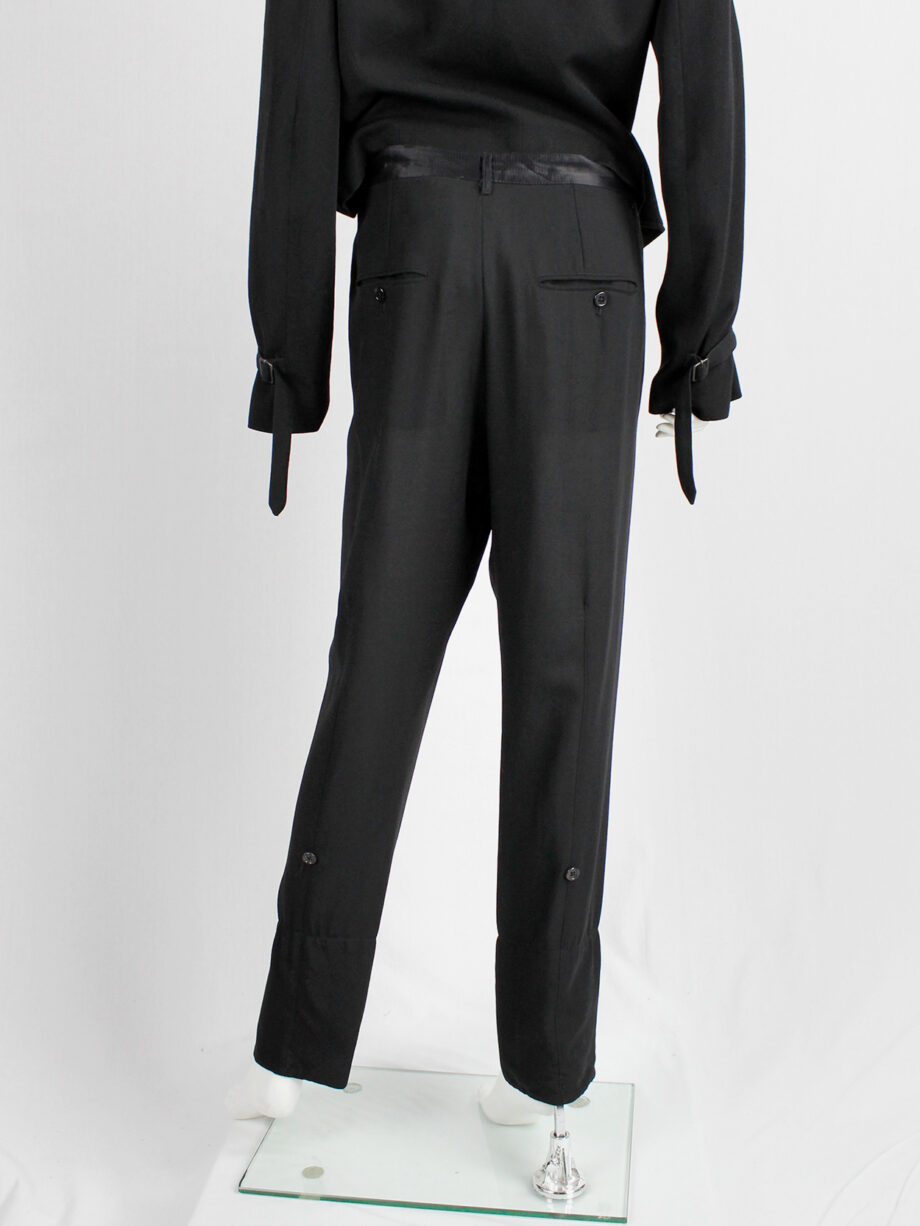 Ann Demeulemeester black trousers with satin waist and buttoned cuffs (14)