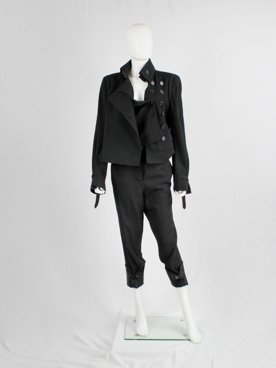 Ann Demeulemeester black trousers with satin waist and buttoned cuffs (21)