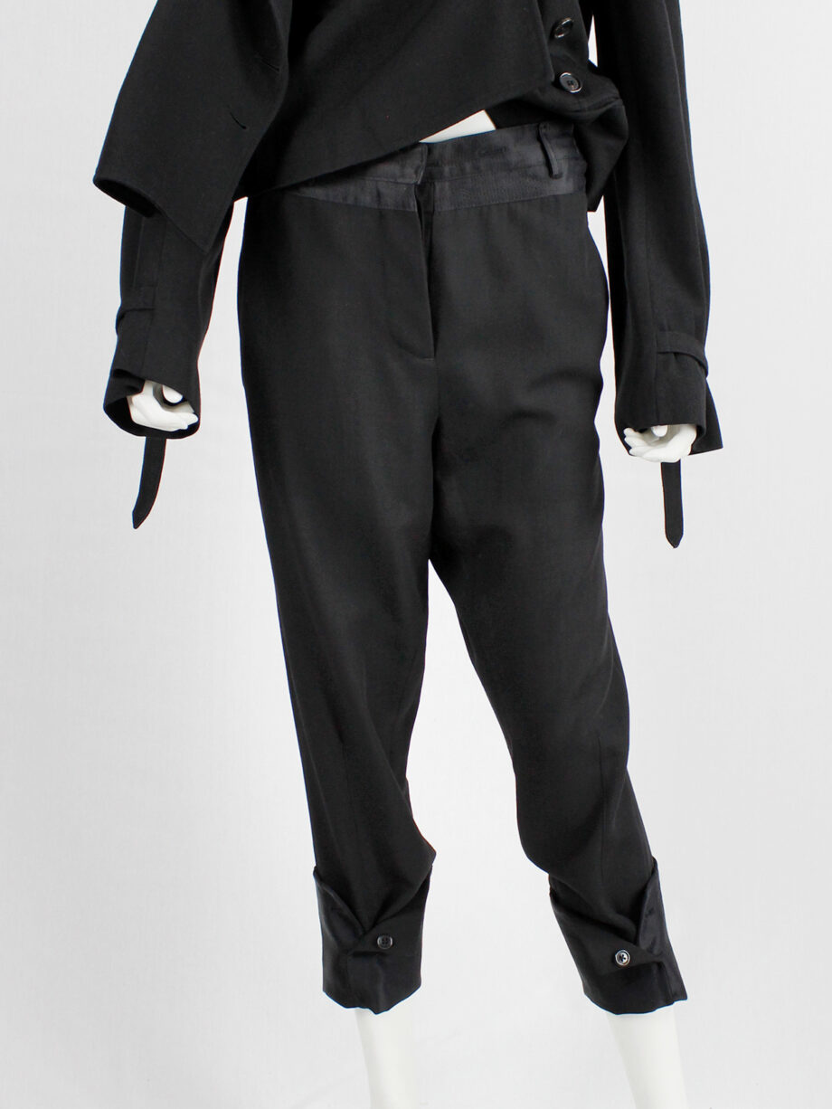 Ann Demeulemeester black trousers with satin waist and buttoned cuffs (22)