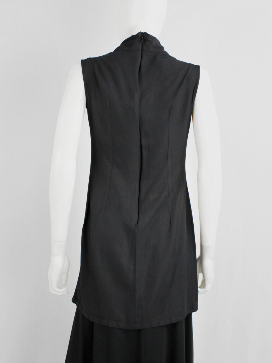 Ann Demeulemeester black tunic with standing cowl neck fall 1998 (1)