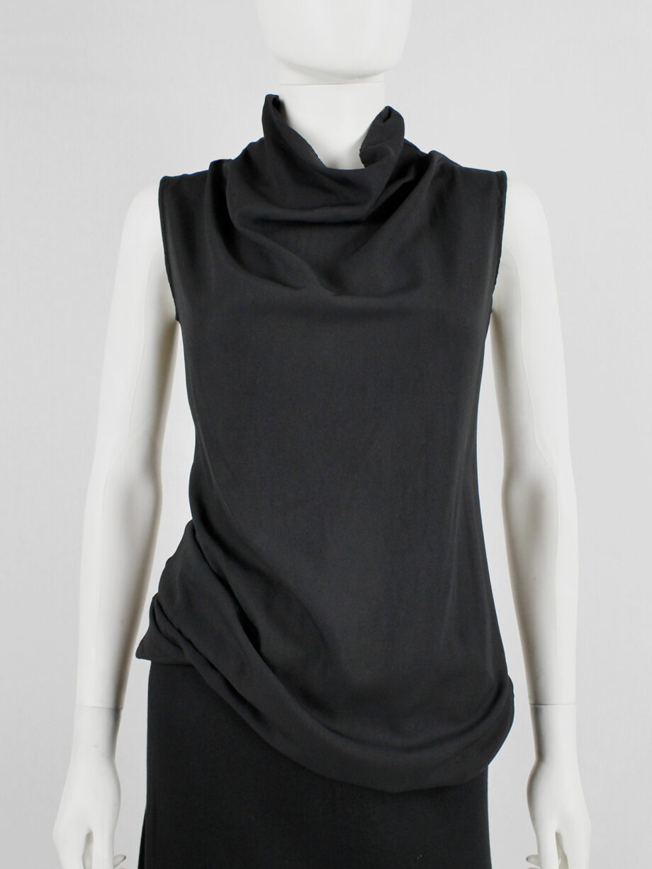Ann Demeulemeester black tunic with standing cowl neck fall 1998 (10)