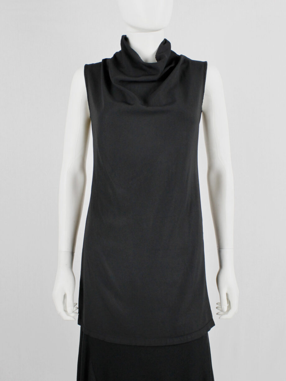 Ann Demeulemeester black tunic with standing cowl neck fall 1998 (12)
