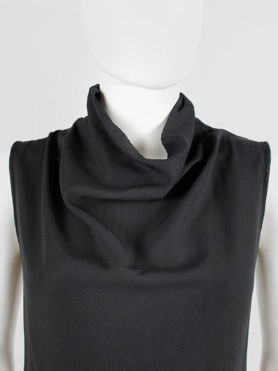 Ann Demeulemeester black tunic with standing cowl neck fall 1998 (7)