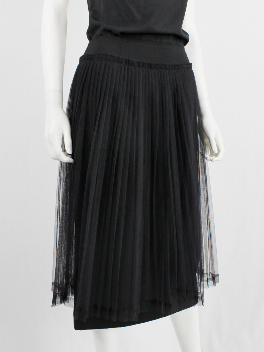 Comme des Garçons black pencil skirt with attached pleated mesh skirt fall 2004 (1)